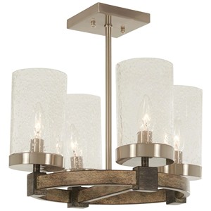 Lámpara de Techo Semi-Pendiente Moderna Industrial de Metal Negro y Cubo de Vidrio Texturizado |   Iluminación Audaz para Espacios Abiertos de Hoteles - Product Image 3