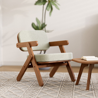 Fauteuil de salon en bois massif Nordic Relax avec housse amovible pour salon et chambre à coucher B2B, coussins inclus