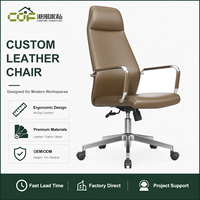 Chaise de bureau de direction moderne à dossier haut en cuir avec base en aluminium, chaise de bureau en cuir de luxe