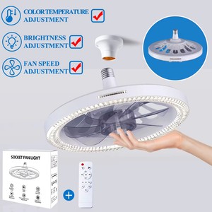 Cooling Silence E27 Light Bulb Moving Head Smart Home 360 Rotating Emitting <b>Remote</b> <b>Control</b> Modern LED Ceiling <b>Fan</b> LEC021 Ceiling - Product Image 4