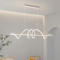 Moderne Simple Métal Verre Lustre Restaurant Longue Suspension Lampe Table À Manger Cuisine Linéaire Vague Led Moderne Pendentif Éclairage