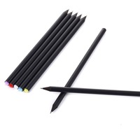 Crayon en bois noir HB personnalisé avec logo imprimé, corps en plastique, impression numérique, ensemble de crayons scolaires avec mine colorée, cadeau promotionnel