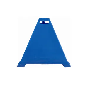 Blue 680mm floor hazard construction safety sign No waiting triangle barricade PE Plastic 3-sided parking warning pyramid cone