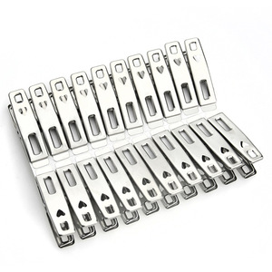 Stainless Steel Clothes <b>Clips</b> Heart Shaped Flat <b>Spring</b> Loaded Windproof For Clothes Hangers Trouser Hangers Tie Hangers - Product Image 1