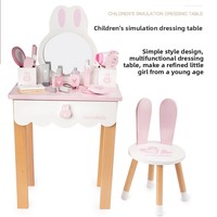Table de Maquillage Princesse pour Enfants, Coiffeuse de Simulation en Bois, Jouet Maison de Jeu, Cadeau d'Anniversaire pour Filles de 2 à 6 Ans, Couleurs Variées