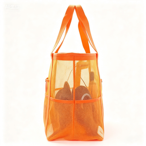 Bolsas de playa plegables de malla para mujer, bolsas de verano con cremallera superior, impermeables y a prueba de polvo, bolso de hombro de red para vacaciones en la playa - Product Image 3