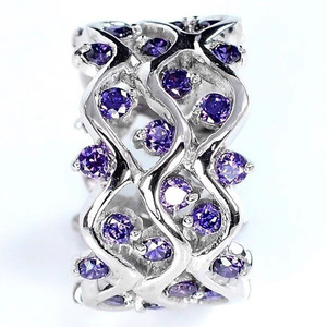 Anello con linea ondulata viola per donna, elegante e romantico gioiello da dito - Product Image 3