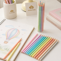 Ensemble de crayons de couleur Macaron, 12 tons pastel doux, à base d'huile, effaçables, à mine lisse en bois, dans un pot en plastique transparent, pour l'art des enfants