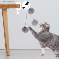 Jouet robot électrique interactif pour animaux de compagnie d'intérieur pour chats et chiens, balle en peluche durable, jouet à fixation par pince à cordon réglable
