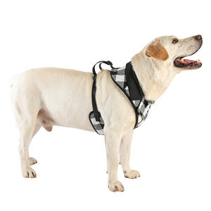 タンポポ犬用ハーネスなしリーシュクリップ付きソフトノーチョークペットベスト簡単なコントロールハンドル付き大型犬用ブラックホワイトチェック - Product Image 5