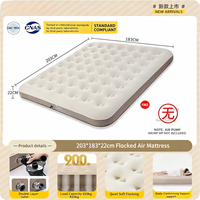 Matelas pneumatique gonflable avec revêtement floqué, surface douce, pompe électrique intégrée, lit d'air portable moderne pour usage extérieur