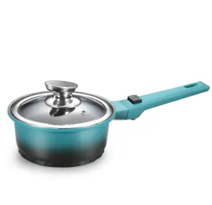 DENUO Wholesale Small Non-stick Pot Cookware Aluminum Saucepan with Glass Lid Milk Pan