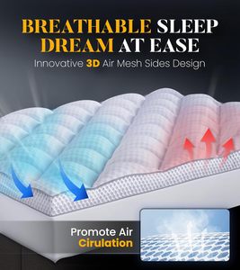 Surmatelas matelassé ultra-doux pour les maux <span class=keywords><strong>de</strong></span> dos, surmatelas confortable et moelleux avec côtés en maille respirante - Product Image 4
