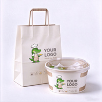 Sac à emporter en papier kraft de qualité alimentaire avec logo personnalisé, résistant à la graisse, avec poignée, pour la livraison, emballage pour restaurants et boulangeries