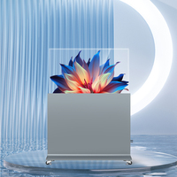 Écran OLED transparent interactif de 55 pouces avec fonction tactile, sur pied, pour présentations de bureau, ascenseurs et centres commerciaux numériques