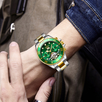 Montres pour hommes automatique mécanique marque de luxe cadran vert montre avec logo affaires étanche montres pour hommes poignet