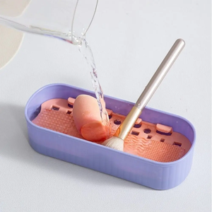 3-in-1 Makeup Brush Cleaning Box Multifunction Sponge <b>Storage</b> Beauty <b>Egg</b> Drying Rack Scrub Cup with Drying Holder - Product Image 1