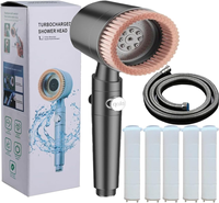 2025 NOUVEAU pommeau de douche à gouttes d'ions, douche filtrée avec poche, 5 modes de pulvérisation avec filtre intégré interrupteur marche/arrêt
