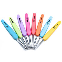 Agujas de Ganchillo Ergonómicas de Aluminio con Mango de Plástico, Coloridas, Tipo Bolígrafo, para Manualidades
