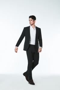 Chaqueta clásica de negocios para hombre, pantalones formales personalizados, color negro, dos piezas, para negocios - Product Image 2