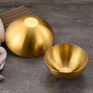 Tazón para ensalada de acero inoxidable con acabado dorado, tazón para servir comida de hotel, para fideos fríos, arroz, sopa, pasta, comida picante y caliente. - Product Image 1