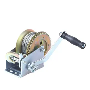 Wholesale Portable hand winch small manual crane wire rope winch tractor  hand capstan crank worm gear winch 1200BL 30M Manufacturer and Supplier