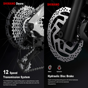 Vélo de montagne en fibre de carbone A5 léger de 28 pouces, 12 vitesses, freins à disque hydrauliques, double suspension, cadre entièrement antichoc, ergonomique - Product Image 3