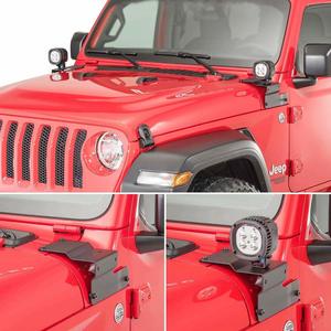 Accesorios todoterreno JL Soportes de vaina de luz dual para Jeep Wrangler JL 4xe Soportes de vainas de luz de 3 pulgadas en <span class=keywords><strong>el</strong></span> <span class=keywords><strong>pilar</strong></span> A en cada lado - Product Image 5