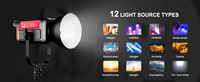PRO SD300B GVM Lampe LED professionnelle officielle 300W pour Vlogging 51100 Lux 3.3 'App Control Système de refroidissement actif 2700K-6800K