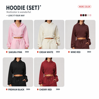Ensemble de yoga deux pièces pour femmes, sweat-shirt à capuche court zippé et pantalon de survêtement à jambes larges, vêtements de sport décontractés pour l'hiver
