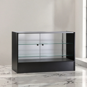 Tiered Shelf Glass Door Commercial <b>Display</b> <b>Cabinet</b> with Laminated Finish and Glass Back for Retail Store Showcase - Product Image 3