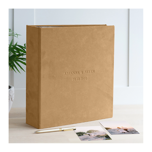 Album photo à mémoire de forme en papier de luxe blanc personnalisé pour mariage, couverture en daim, sans lacet, pour photos de 100 à 1000x6 - Product Image 1