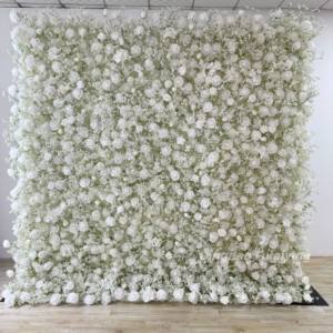 Mur de fleurs artificielles 3D en soie blanche, fait main, imperméable, décoration de mariage moderne pour mur de balcon, vente chaude - Product Image 6
