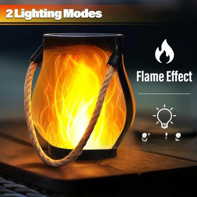 Cross-Border Small Sizes Waterproof LED Garden Lamp IP65 Rated Monocrystalline Silicon Solar-Powered Flickering Flame Dimmable