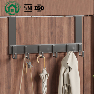 Pano.V Over the Door <b>Hooks</b> Modern Aluminum Door Hanger <b>Hook</b> with 6 <b>Hooks</b> for Hanging Coat Rack <b>Towel</b> Bag Robe Hat Flexible - Product Image 1