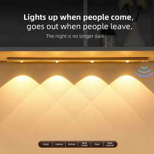 <b>Indoor</b> Under Cabinet Lighting Motion <b>Sensor</b> Night <b>Light</b> Aluminium Profile Wireless Led Kitchen Cabinet Closet Strip Lamp - Product Image 2
