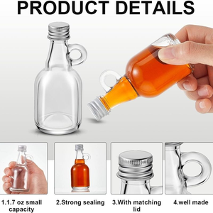 Decantador de Whisky de Vidrio Transparente Vacío de 50 ml y 100 ml con Tapas de Aluminio, Mini Contenedor de Alcohol, Botella de Vidrio para Licores y Bebidas - Product Image 2