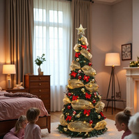 Sapin de Noël artificiel pliable en PVC 120-210 cm extensible avec lumières LED