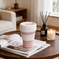 Gobelet à café de voyage pliable en silicone avec couvercle, tasse à eau pliable, gobelet à café réutilisable portable pour boissons chaudes et froides