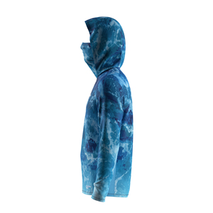 Ropa de Pesca Marina para Hombre, Color Azul Pacífico Sólido, Protección UV, Capucha con Protección para el Cuello, Secado Rápido, para Caza - Product Image 4