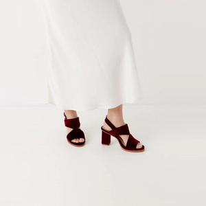 Sandali in velluto a punta aperta personalizzati <span class=keywords><strong>con</strong></span> tacco alto invernale in morbida pelle da esterno <span class=keywords><strong>con</strong></span> comodo tacco a blocchi stile Sexy - Product Image 5