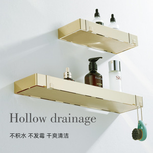 Étagère murale standard pour salle de bain, en acier inoxydable doré, 1 niveau, pour rangement sous le lavabo ou le miroir - Product Image 3