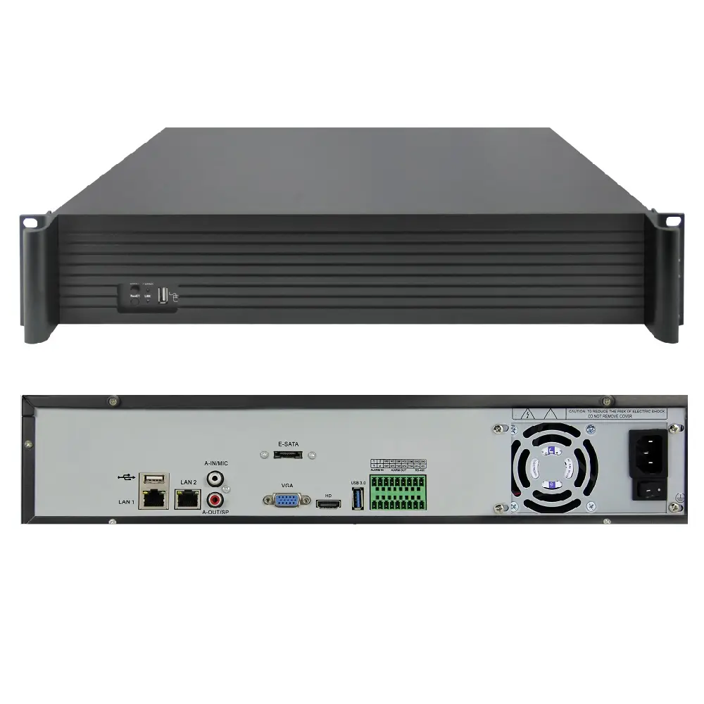 Industrial profesional 64 Canal 4K 8mp H265 AI proyecto NVR con RAID 0 1 5 6 10 y 9TB HDD SATA
