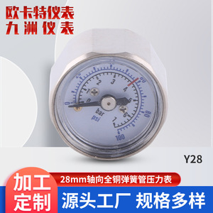 Manómetro de Presión de Tubo de Resorte Axial de Cobre de 28 mm, Analógico, con Escala en Bar y PSI, para Medición Industrial - Product Image 3