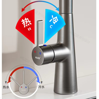 Robinet de cuisine GEASAM avec eau chaude et froide 2 en 1, design multifonctionnel anti-éclaboussures, robinets de cuisine extractibles de 80 cm