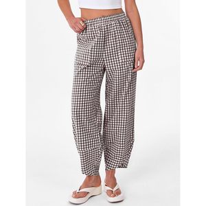FOXA Womens Gingham Pants Wide Leg Cotton Plaid Pants With Pockets Casual Summer <b>Lounge</b> Wear - Product Image 3