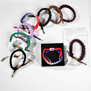 도매 맞춤 폴리에스터 꼬임 신발끈 팔찌 인쇄된 로고 방청 OEKO-TEX 인증 스포츠용 - Product Image 1