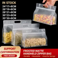 Sachet d'emballage alimentaire personnalisé en usine, épais, mat, à fond plat, avec poignée et fermeture éclair étanche, pour biscuits, noix et bonbons