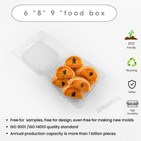 Jetable 8 pouces plateaux carrés alimentaire pâtisserie fromage dessert boîte conteneur en plastique transparent mini salade gâteau pâtisserie tranche boîte avec couvercle