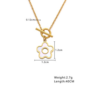 สร้อยคอสแตนเลสสตีล18K พร้อมจี้รูปดอกไม้สไตล์ฝรั่งเศส - Product Image 6
